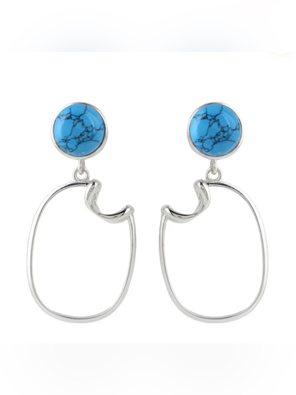 NIB Sophie Blake NY Rumor Sterling Silver Simulated Turquoise Organic   Earrings